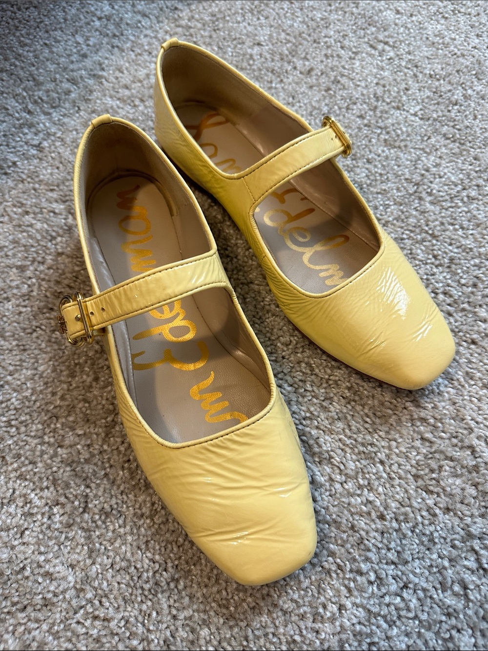 Sam Edelman Butter Yellow Patent Mary Jane Flats